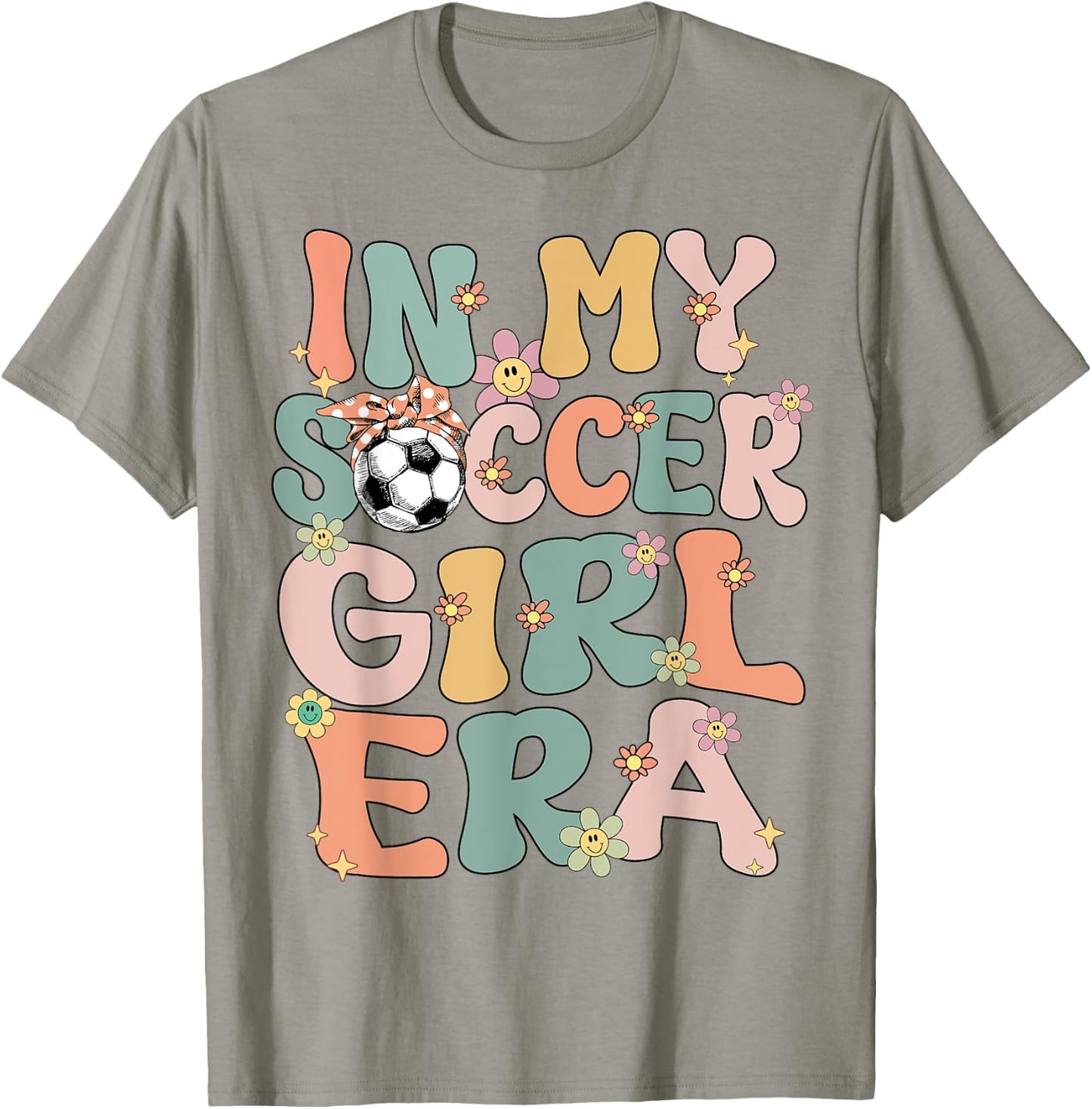 In My Soccer Girl Era Retro Groovy Soccer Girl Soccer Cute T-Shirt - T-Shirt | Sand