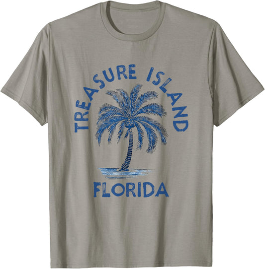 Vintage Treasure Island Florida Palm Tree FL Retro T-Shirt - T-Shirt | Sand