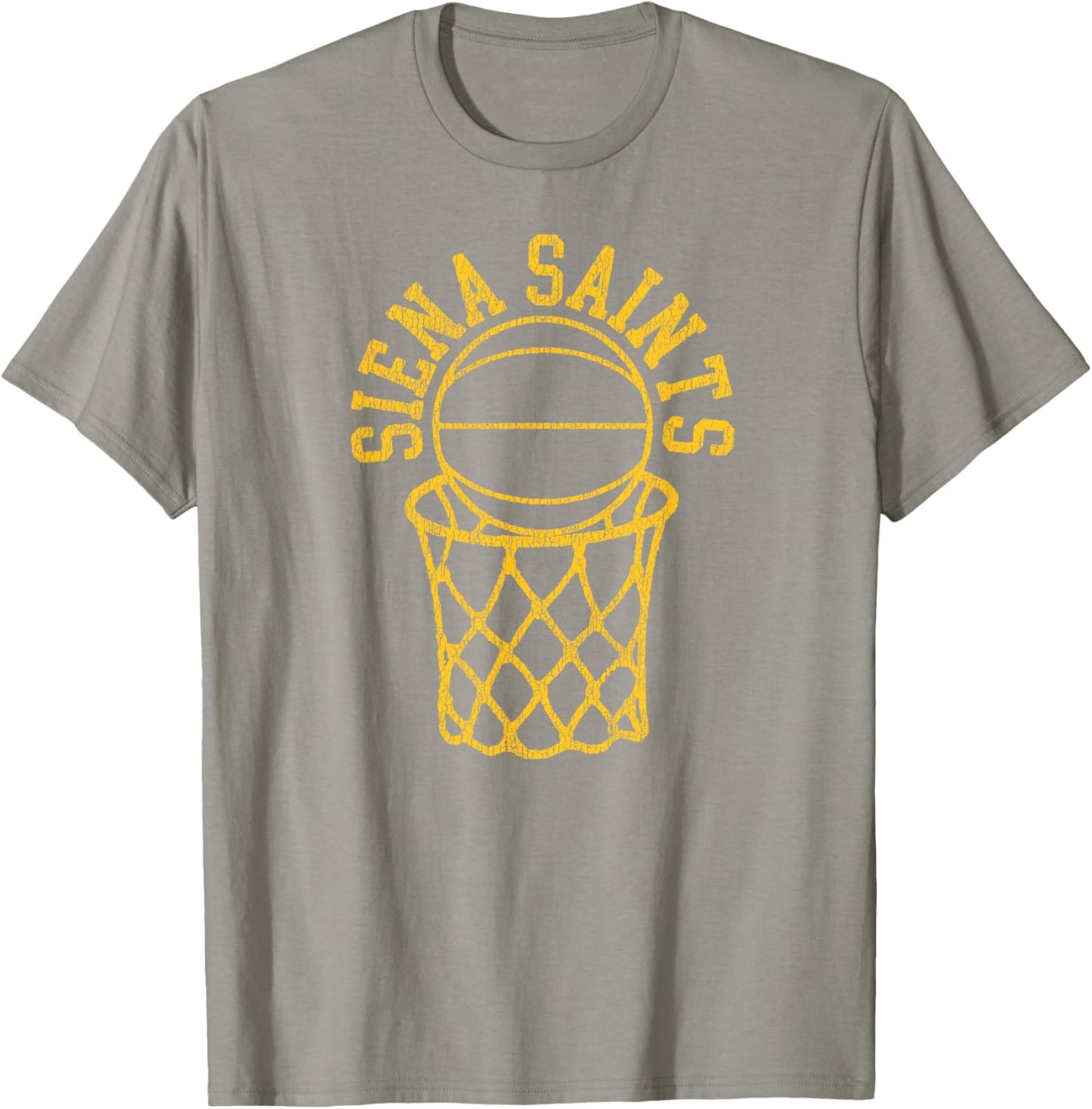 Siena College Distressed Vintage 80s Basketball Net Graphic T-Shirt - T-Shirt | Sand
