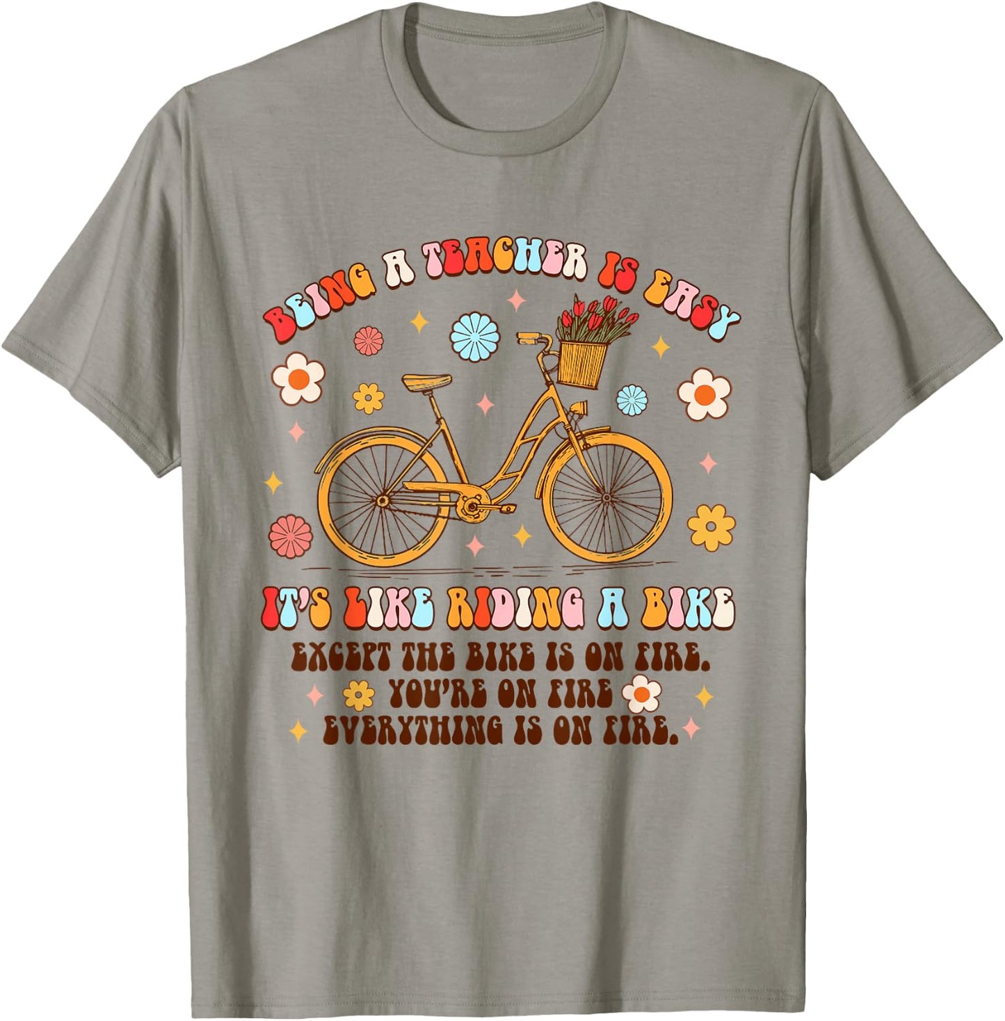 Being A Teacher Is Easy It's Like Riding A Bike Teaching Women T-Shirt - T-Shirt | Sand