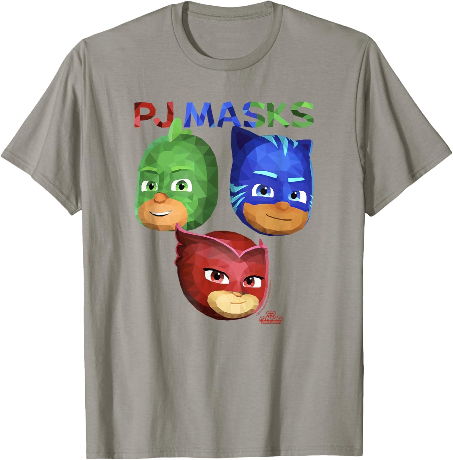 PJ Masks Group Shot Power Heroes Faces Logo T-Shirt - T-Shirt | Sand