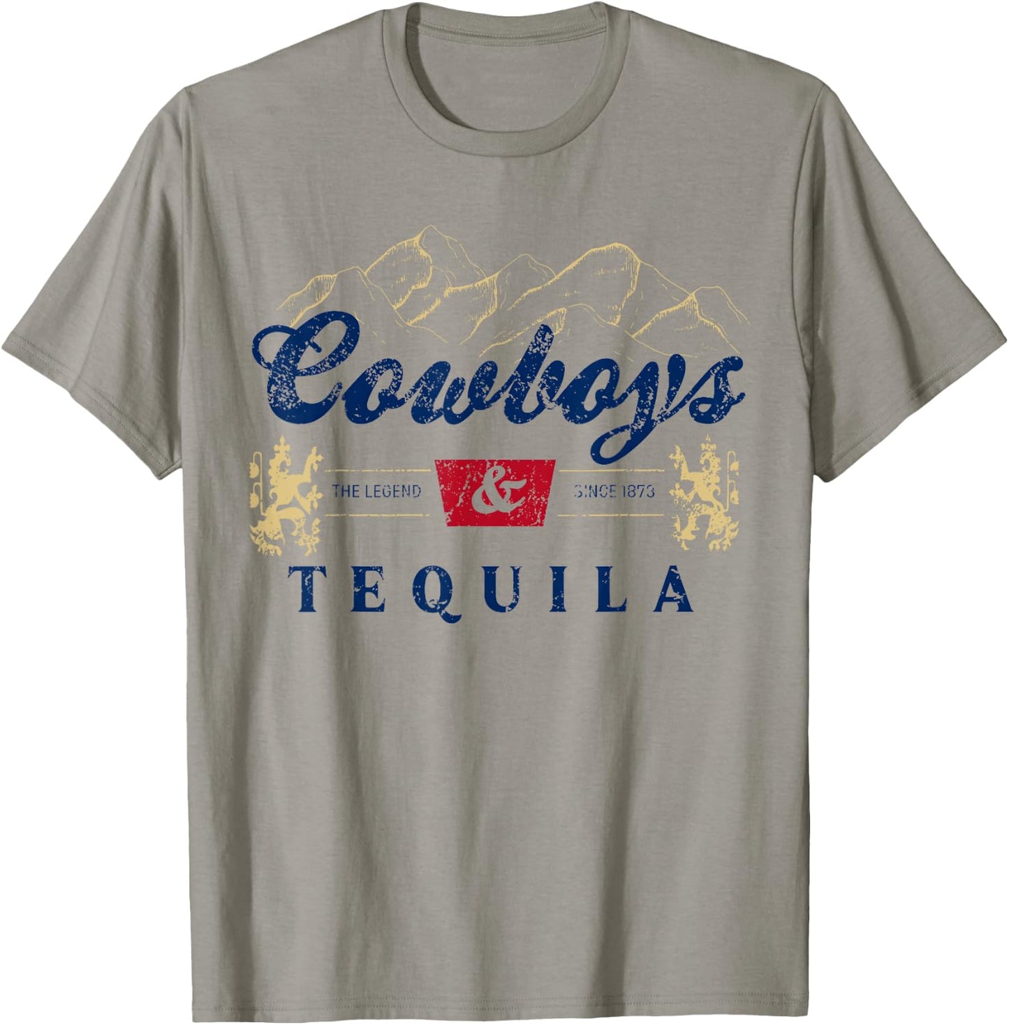 Vintage Cowboys And Tequila Western Funny Tequila Drinking T-Shirt - T-Shirt | Sand