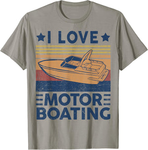 I Love Motor-Boating Motorboating Funny Boat Captain Dad T-Shirt - T-Shirt | Sand