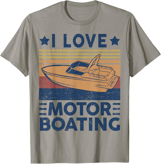 I Love Motor-Boating Motorboating Funny Boat Captain Dad T-Shirt - T-Shirt | Sand