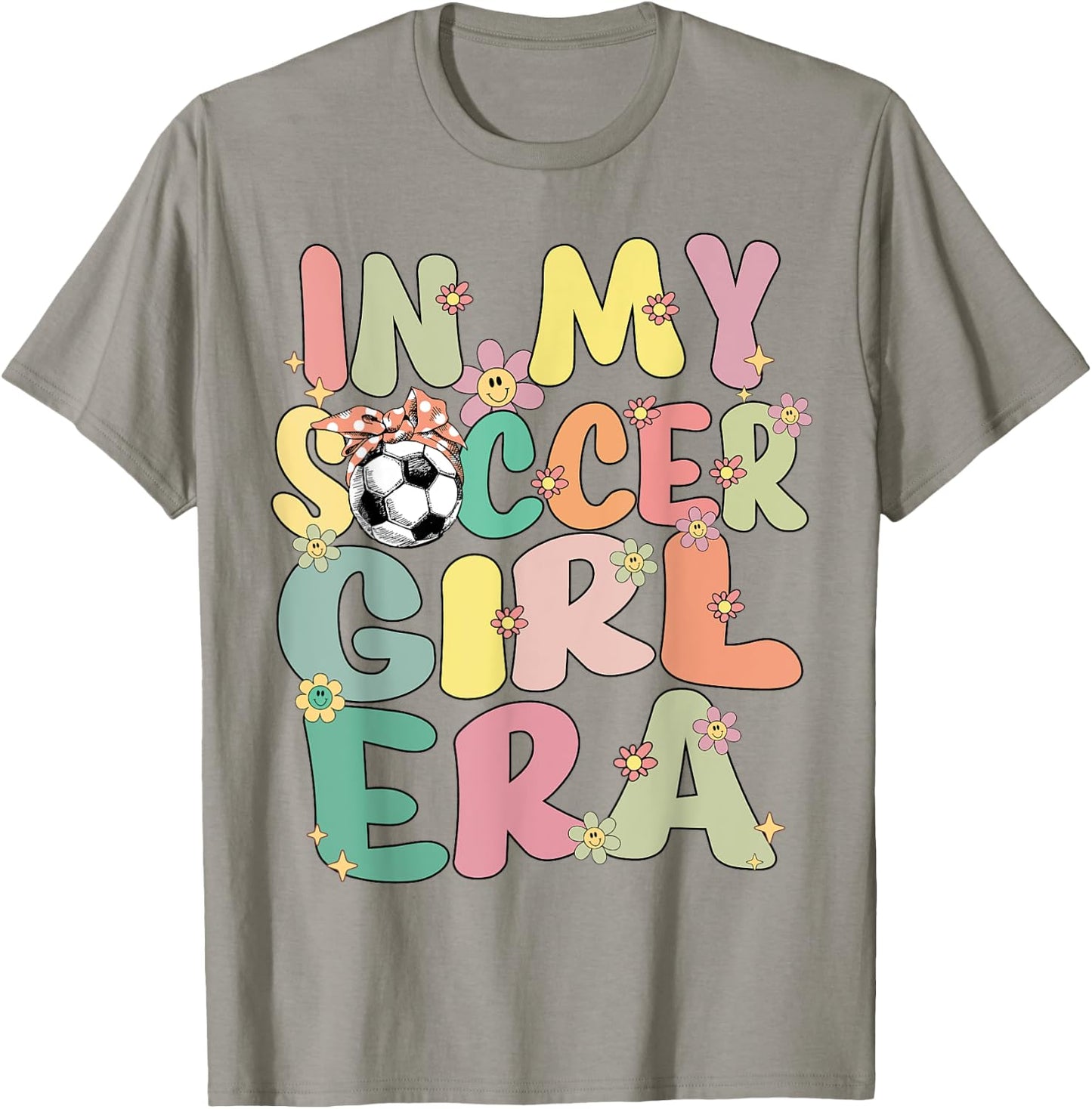 In My Soccer Girl Era Retro Groovy Soccer Girl Soccer Cute T-Shirt - T-Shirt | Sand