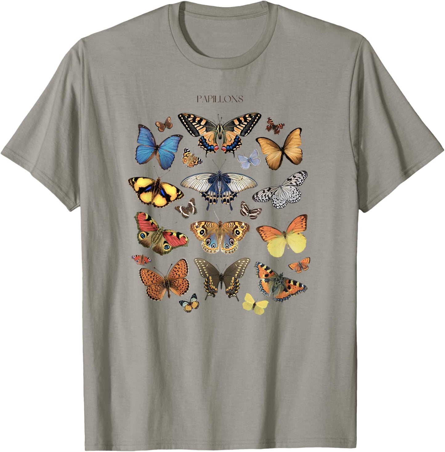 Entomology Butterfly Papillons Collage Lepidoptera Vintage T-Shirt - T-Shirt | Sand