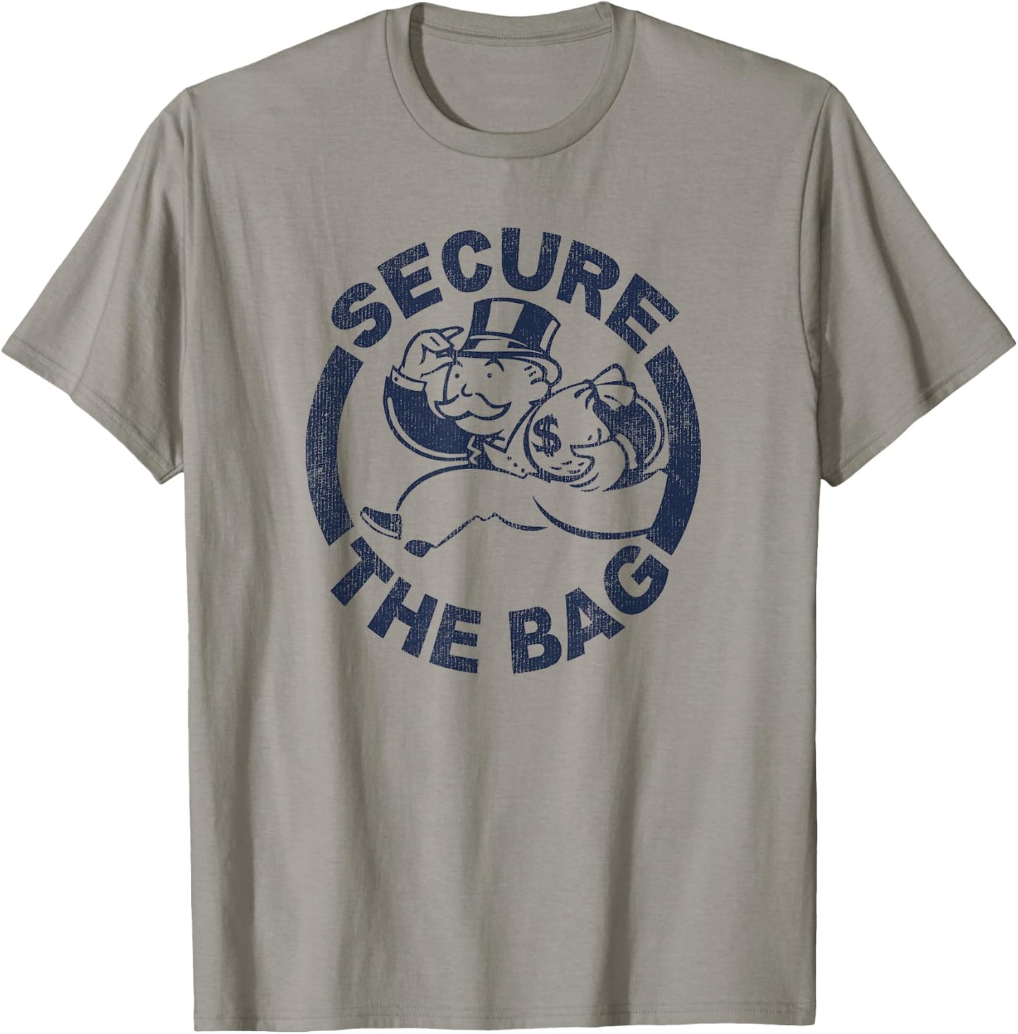 Monopoly Mr. Monopoly Secure The Bag Money Classic Logo T-Shirt - T-Shirt | Sand
