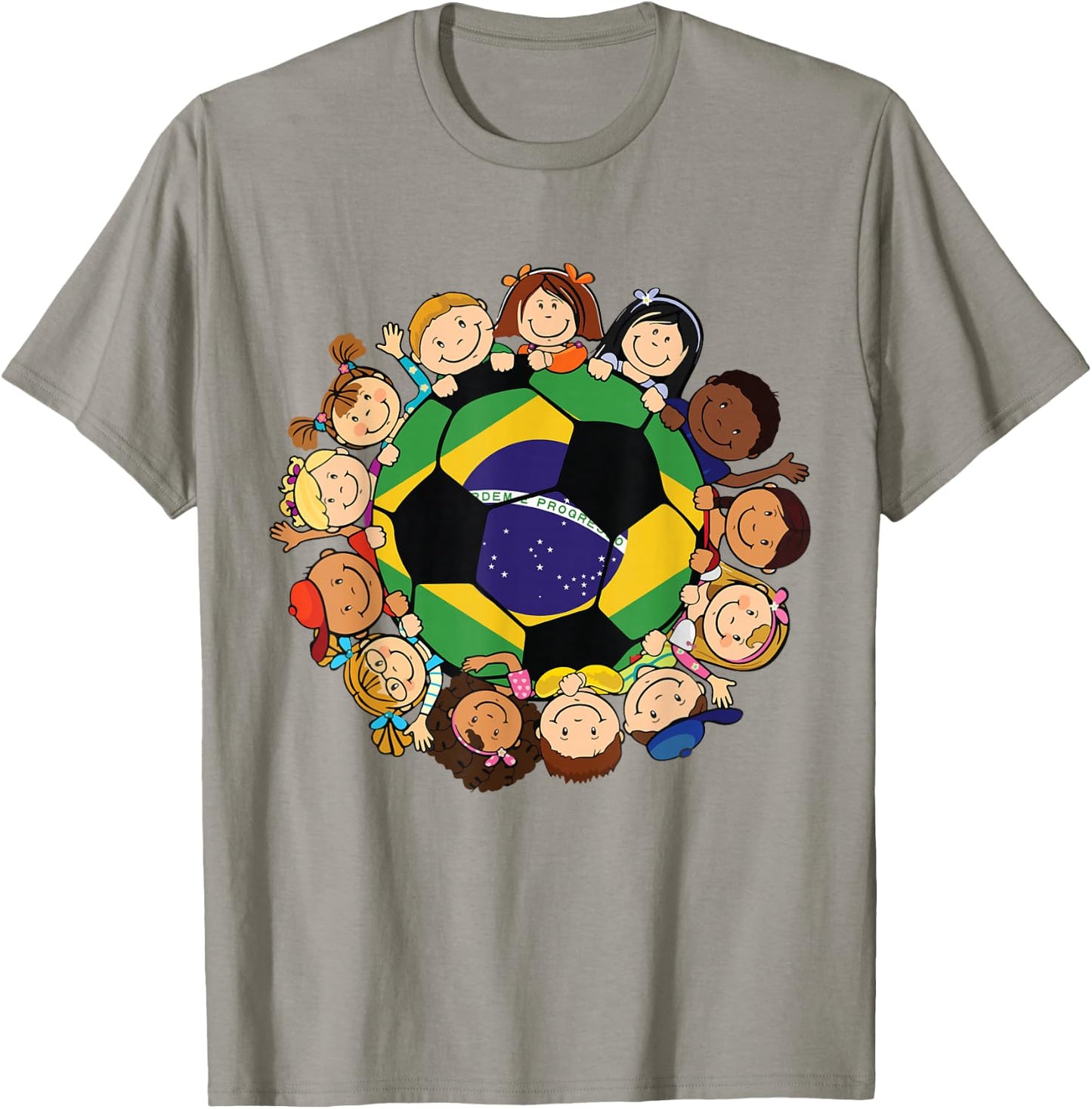 Brazil Soccer Ball Kids Toddler Boys Around Brazilian Flag T-Shirt - T-Shirt | Sand