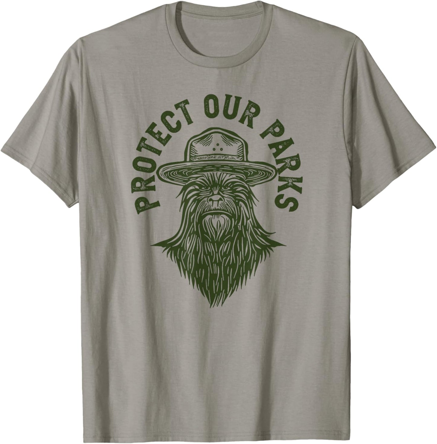 Giant Step Design Co. Protect Our Parks! Sasquatch Park Ranger Funny Bigfoot T-Shirt - T-Shirt | Sand
