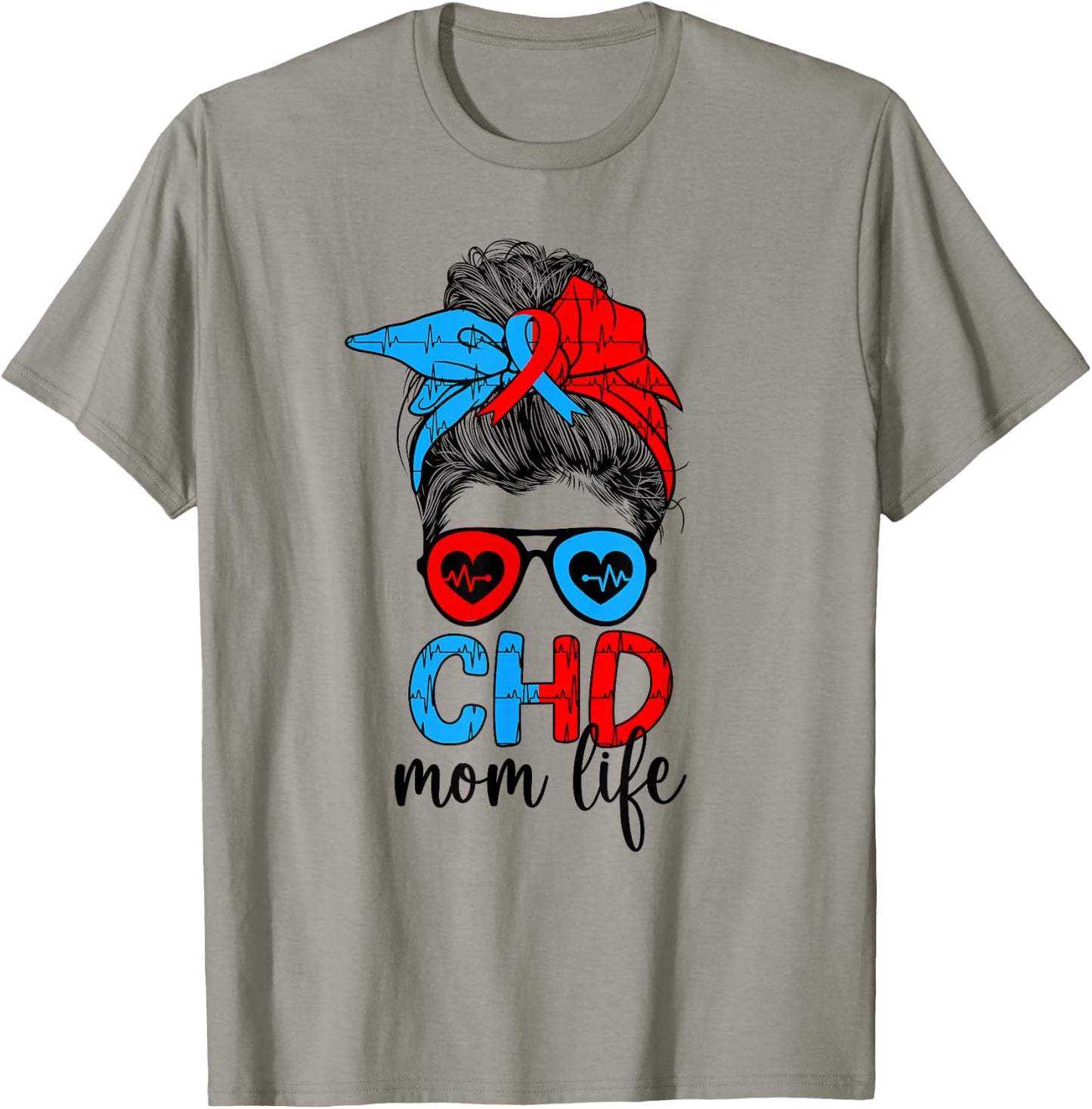 CHD Mom Life Mom Of A CHD Warrior Mother CHD Awareness T-Shirt - T-Shirt | Sand