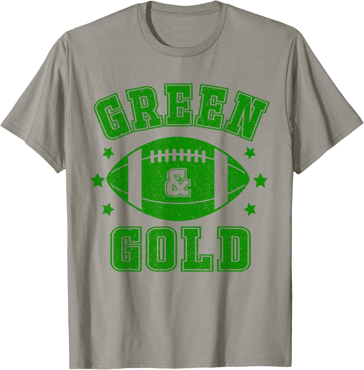 On Gameday Football We Wear Green And Gold School Spirit T-Shirt - T-Shirt | Sand