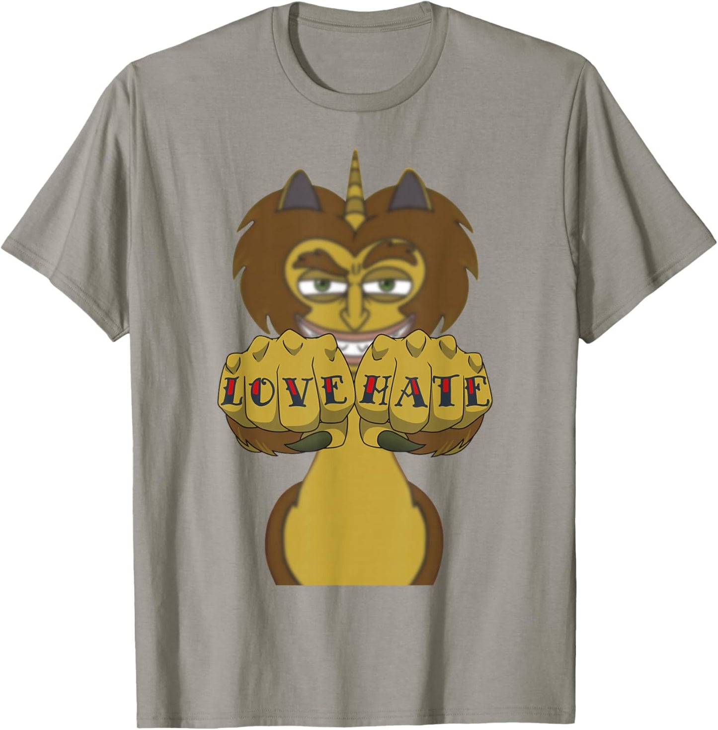 Big Mouth Maury The Hormones Monster Love Hate Fists T-Shirt - T-Shirt | Sand