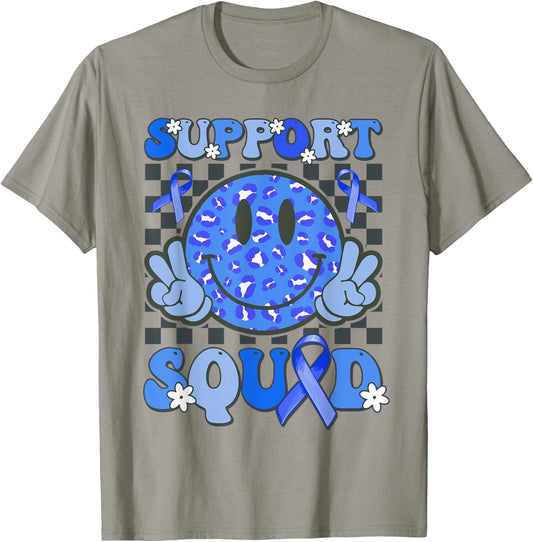Support Squad Cute Smile Face T1D Type 1 Diabetes Awareness T-Shirt - T-Shirt | Sand