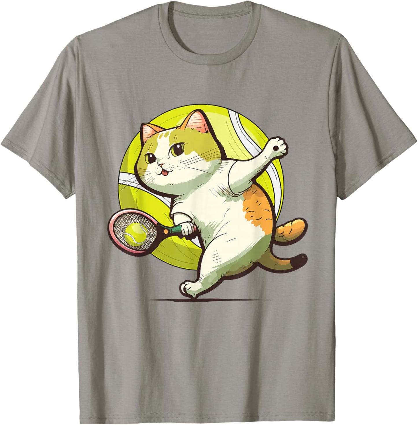 Funny Tennis Racket Cat Playing Tennis T-Shirt - T-Shirt | Sand