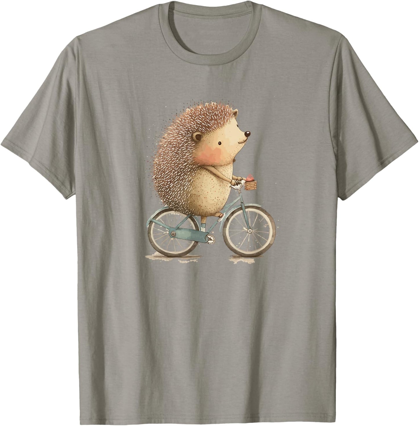 Hedgehog Riding a Bike, Cute Little Hedgie on the Bicycle T-Shirt - T-Shirt | Sand