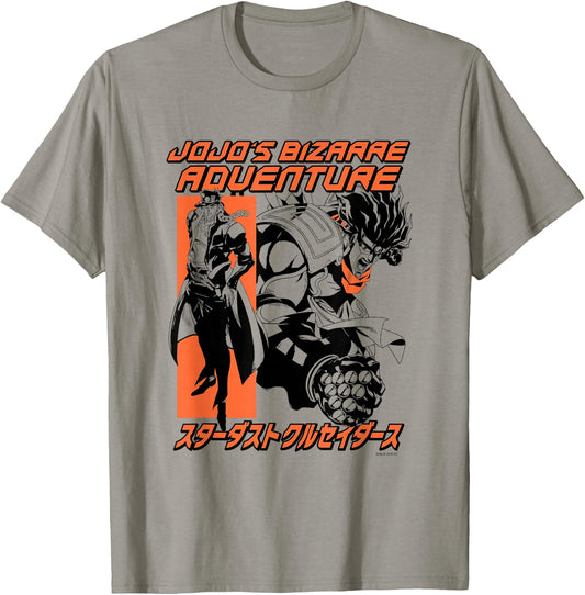 JoJo Part 3 Stardust Crusaders Jotaro & Star Platinum Pose T-Shirt - T-Shirt | Sand