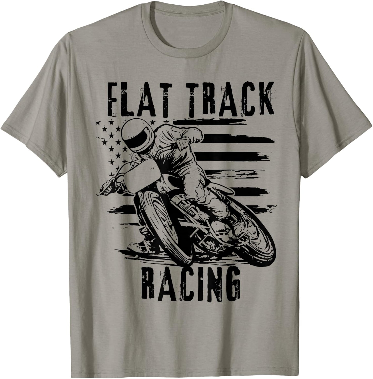 Flat Track Motorcycle Racing American Flag Speedway Dirt T-Shirt - T-Shirt | Sand
