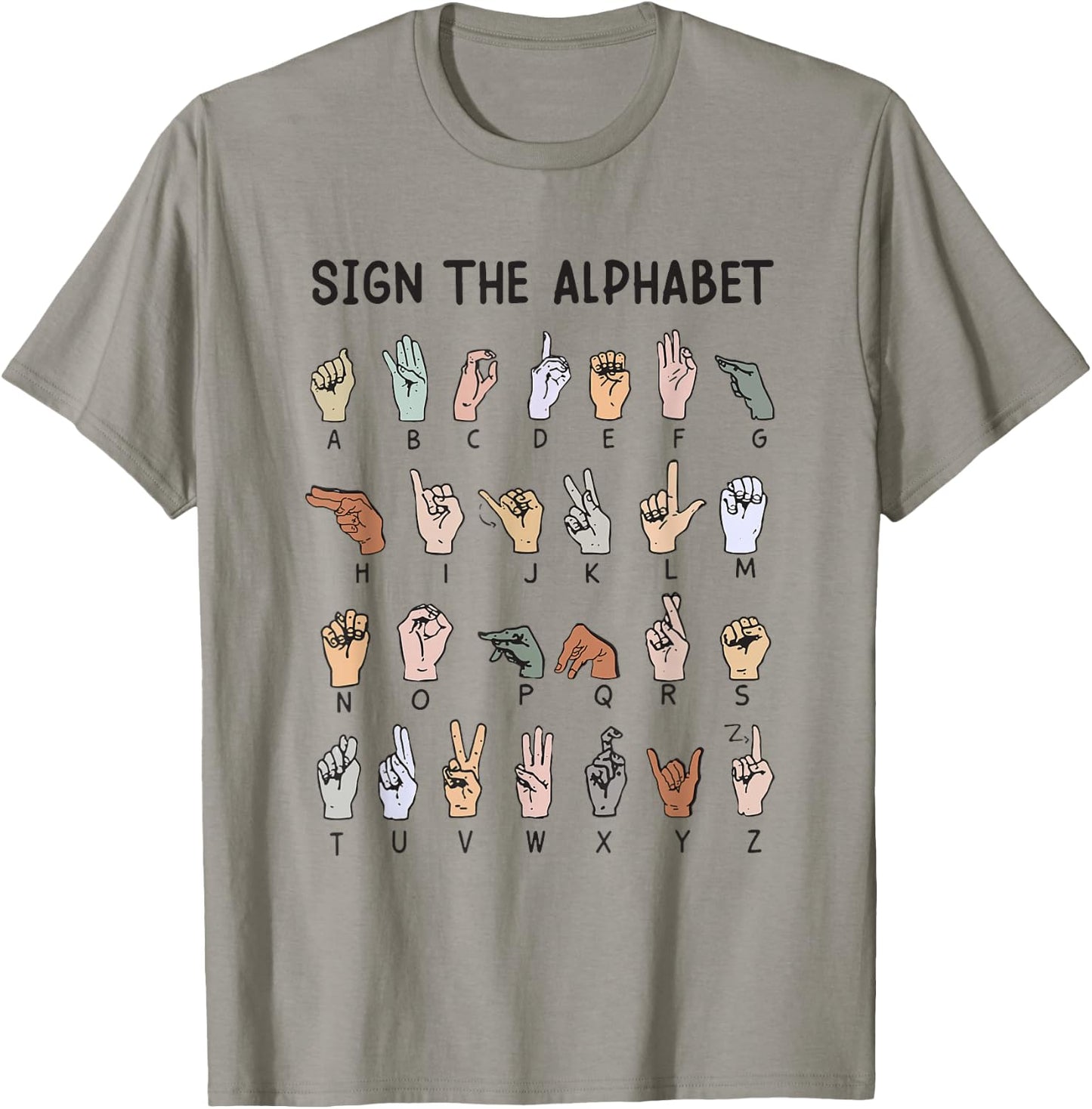 ASL American Sign Language, Alphabet Inclusive Sign ABCs T-Shirt - T-Shirt | Sand