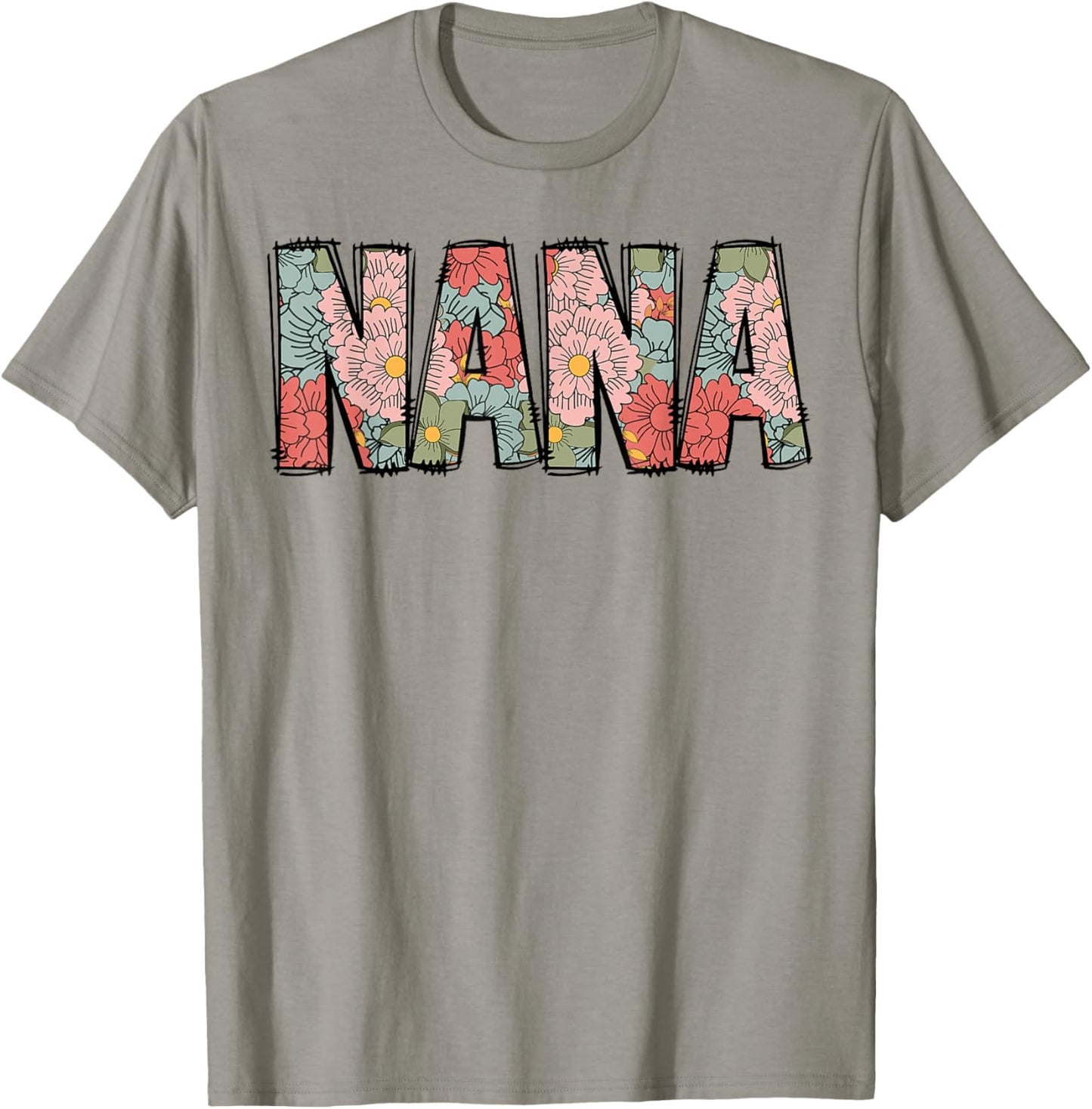 Retro Nana Colorful Flowers Groovy Daisy Flower T-Shirt - T-Shirt | Sand