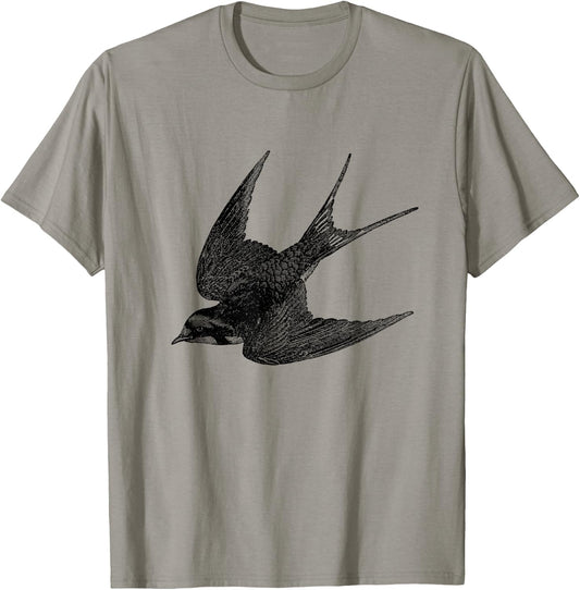 American Barn Swallow Bird Print T-Shirt - T-Shirt | Sand