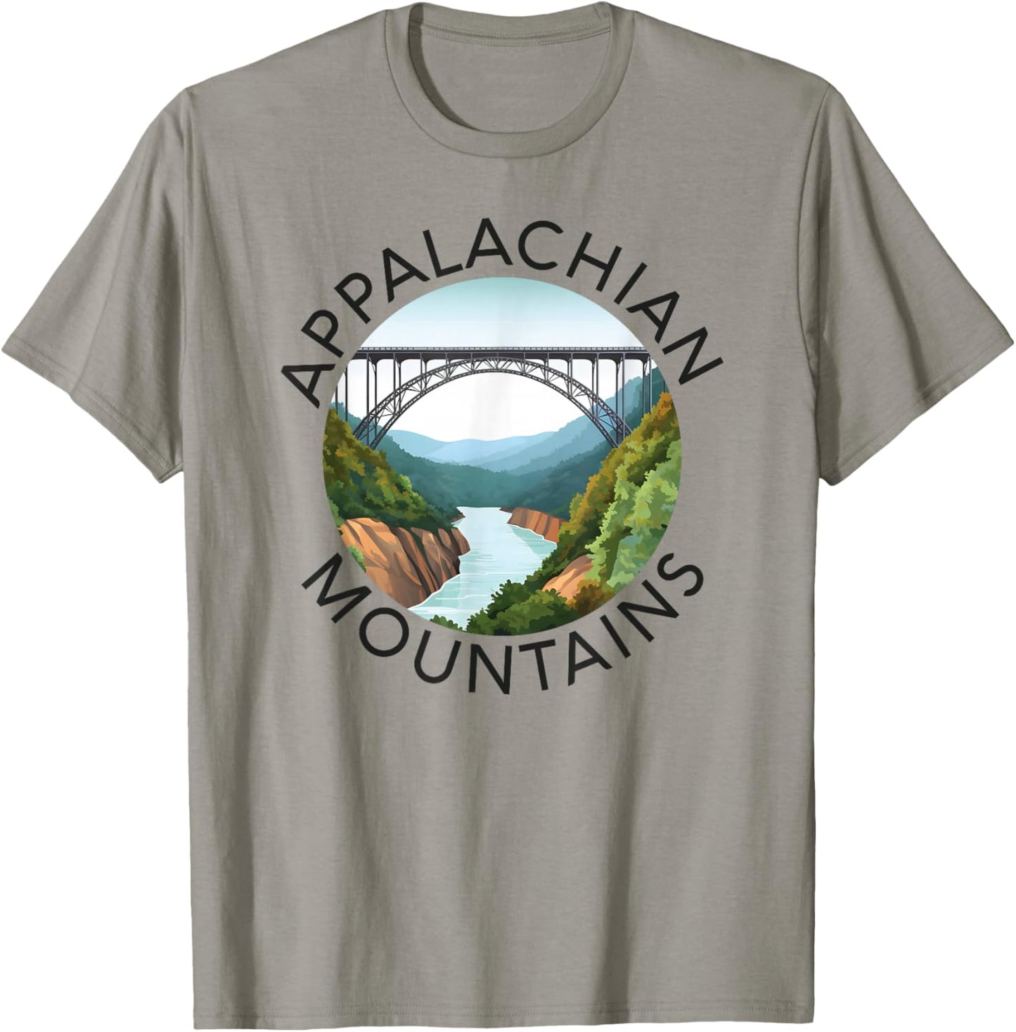 Appalachian Mountains New River Gorge Bridge West Virginia T-Shirt - T-Shirt | Sand