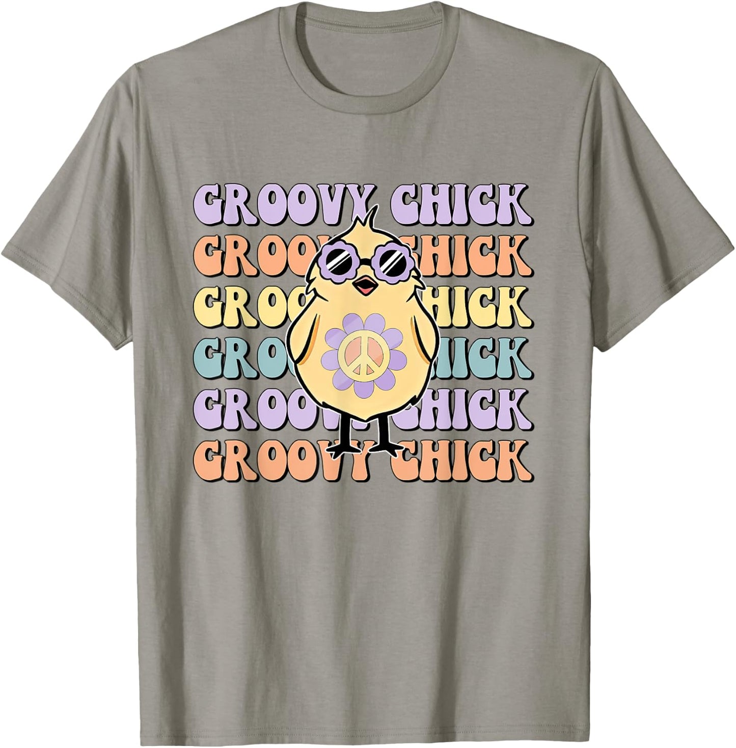 One Groovy Chick Retro Chick Costume Glasses Cute Easter Day T-Shirt - T-Shirt | Sand