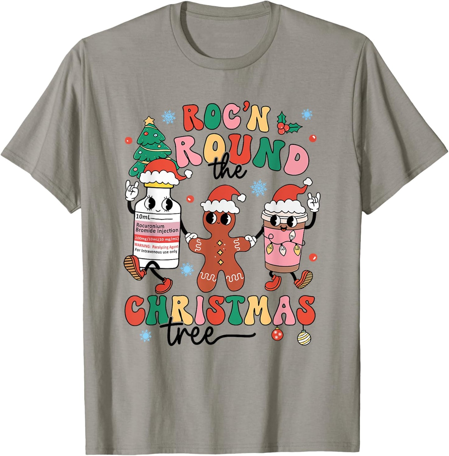 Christmas Nurse Nursing Roc'n Around The Christmas Tree T-Shirt - T-Shirt | Sand