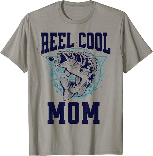 Funny Fishing Reel Cool Mom Outdoors T-Shirt - T-Shirt | Sand
