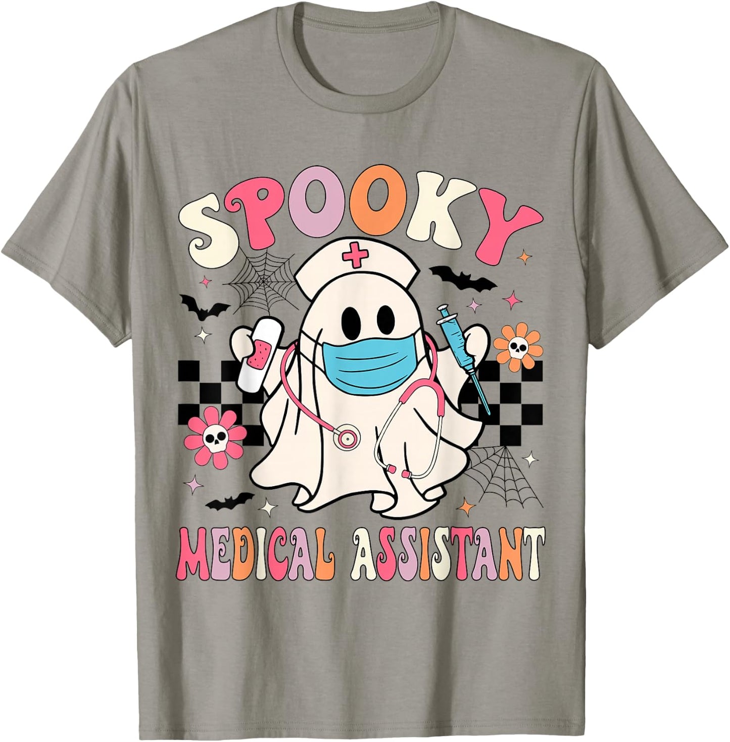Groovy Spooky Medical Assistant Cute Halloween Med Assistant T-Shirt - T-Shirt | Sand