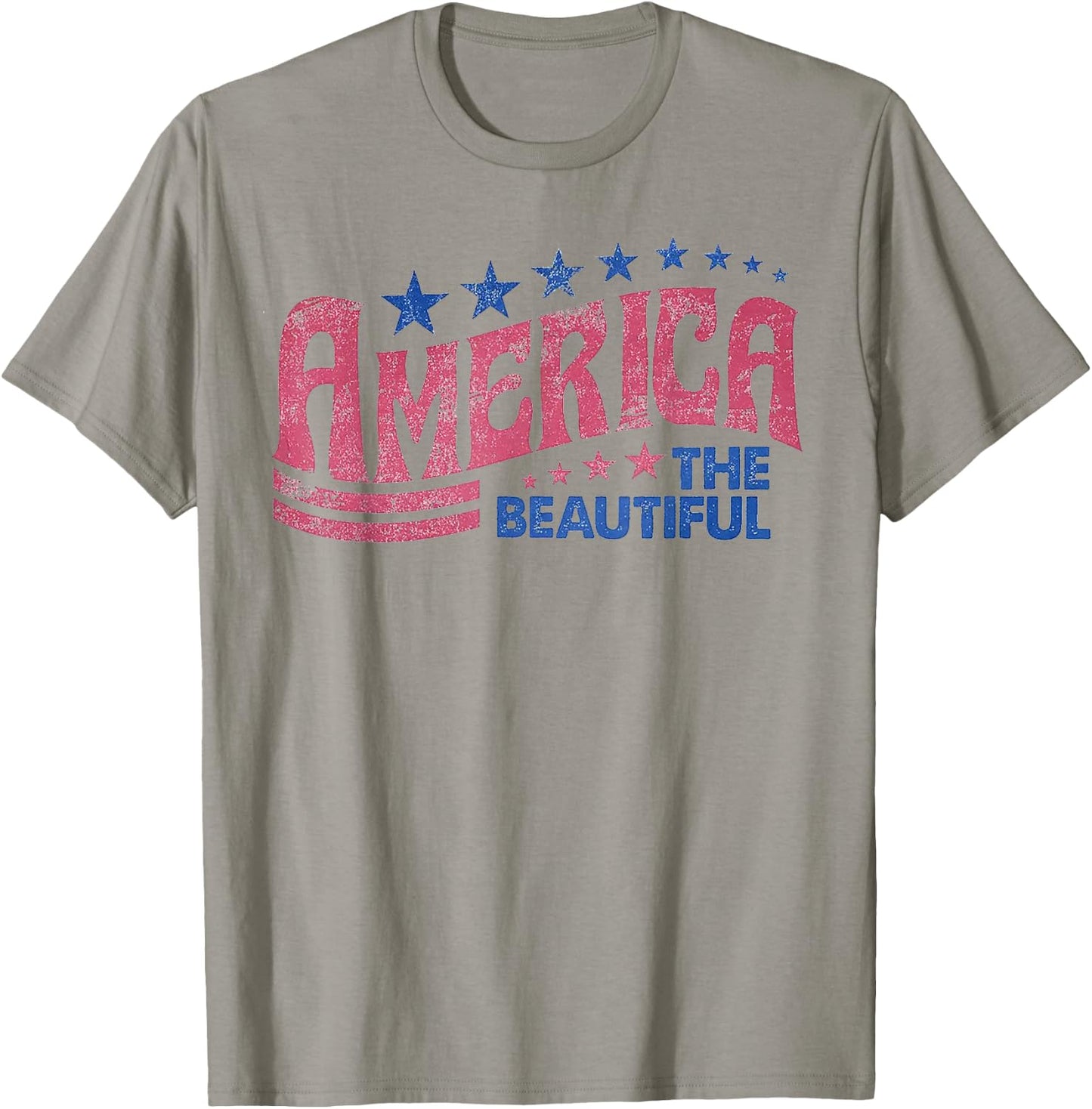 Funny America The Beautiful Shirt - Women's Blue Modern Short Sleeve - Small T-Shirt - T-Shirt | Sand