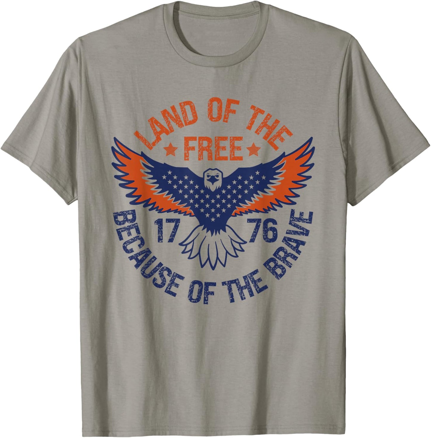 Land of the Free Because of the Brave USA Eagle 4th July T-Shirt - T-Shirt | Sand