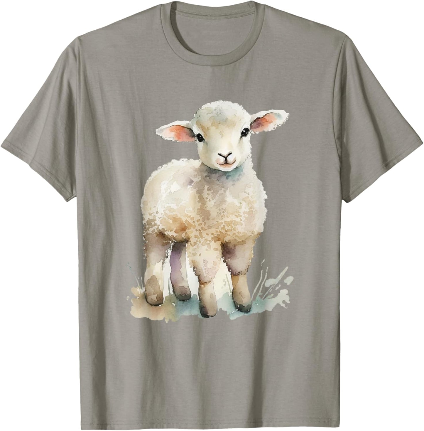 Easter Lamb Watercolor For Girls Women Spring Baby Animal T-Shirt - T-Shirt | Sand