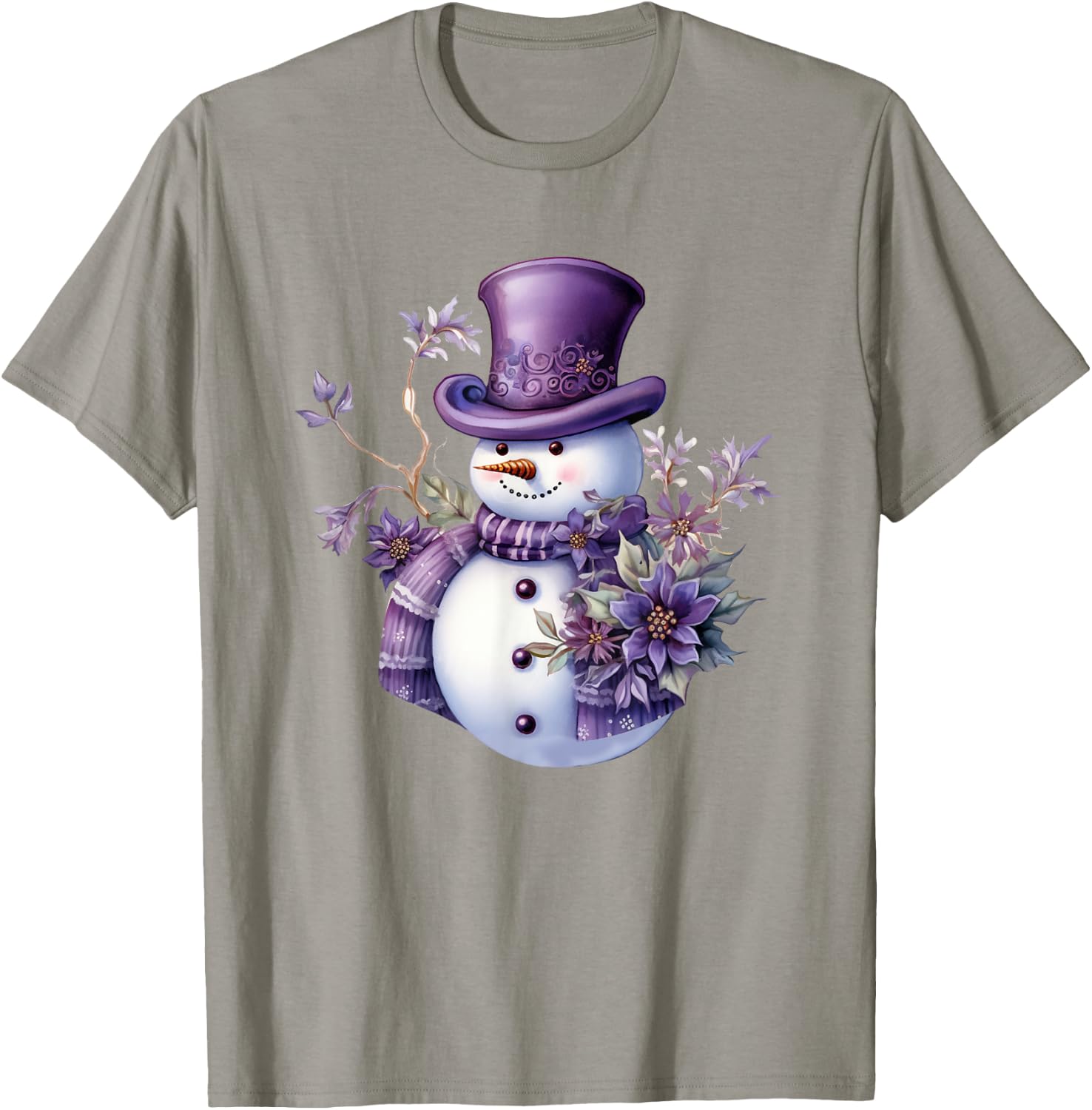 Purple Snowman Funny Cute Snowman Merry Christmas Men Women T-Shirt - T-Shirt | Sand
