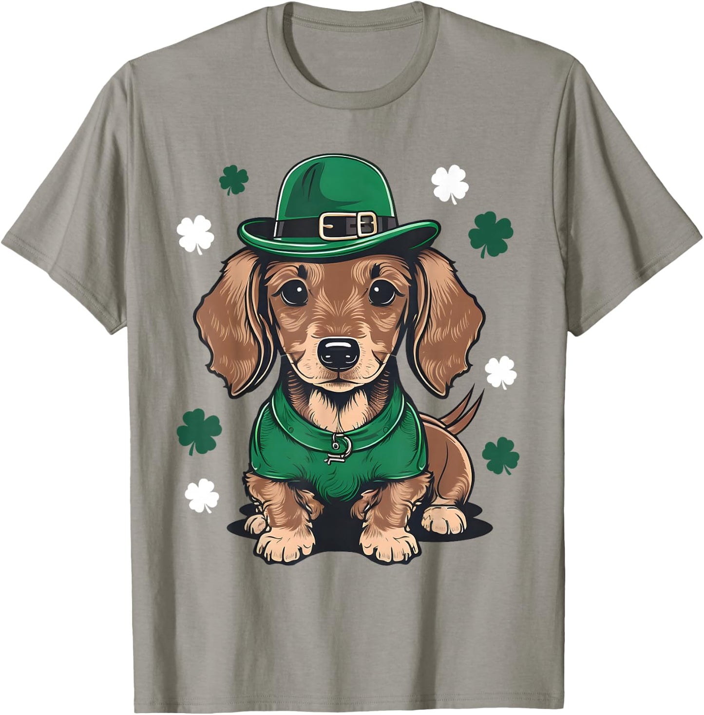 St Patricks Day Dachshund Weiner Dog Shamrock T-Shirt - T-Shirt | Sand
