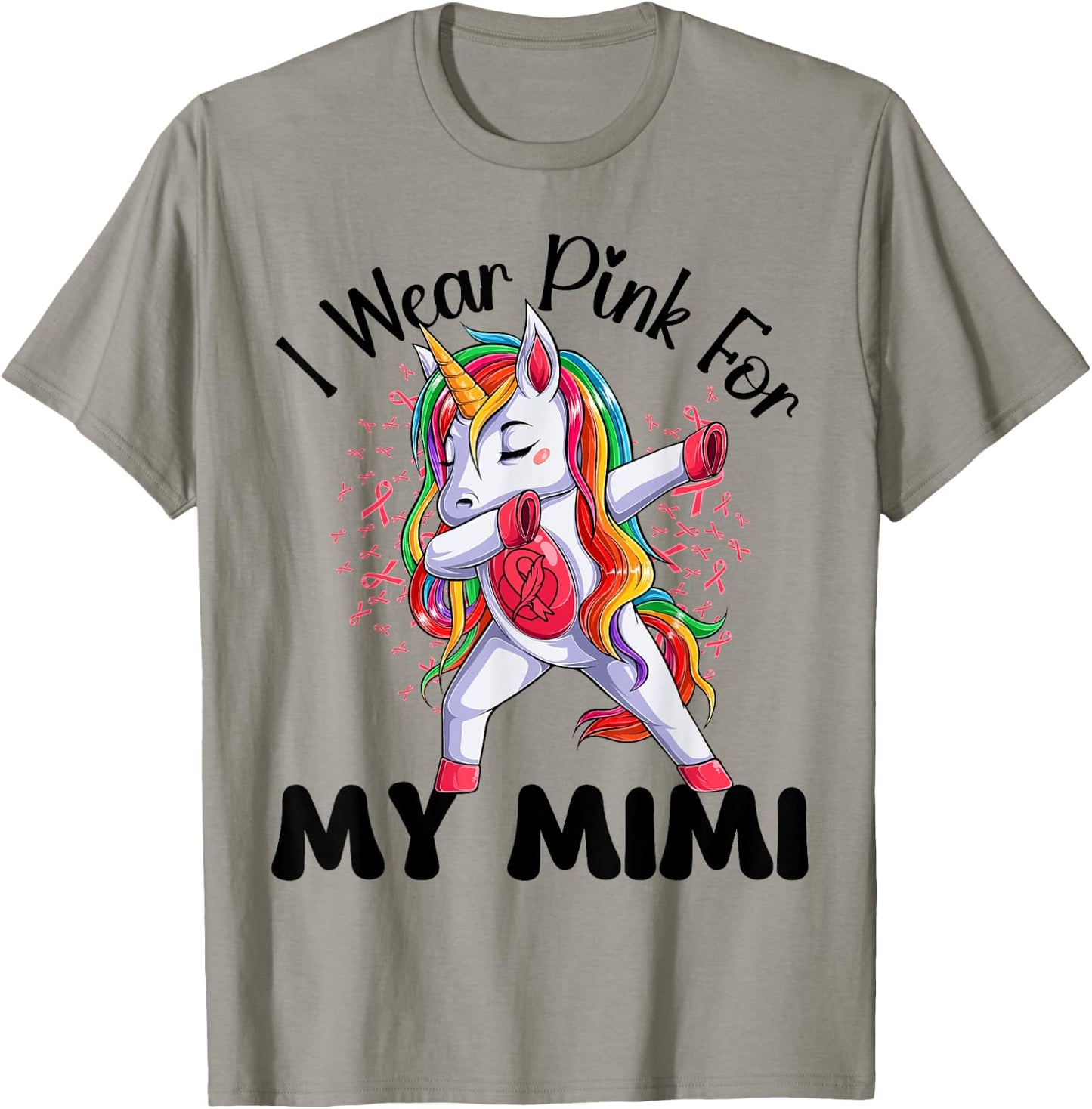 Breast Cancer Awareness Unicorn I Wear Pink For My Mimi T-Shirt - T-Shirt | Sand
