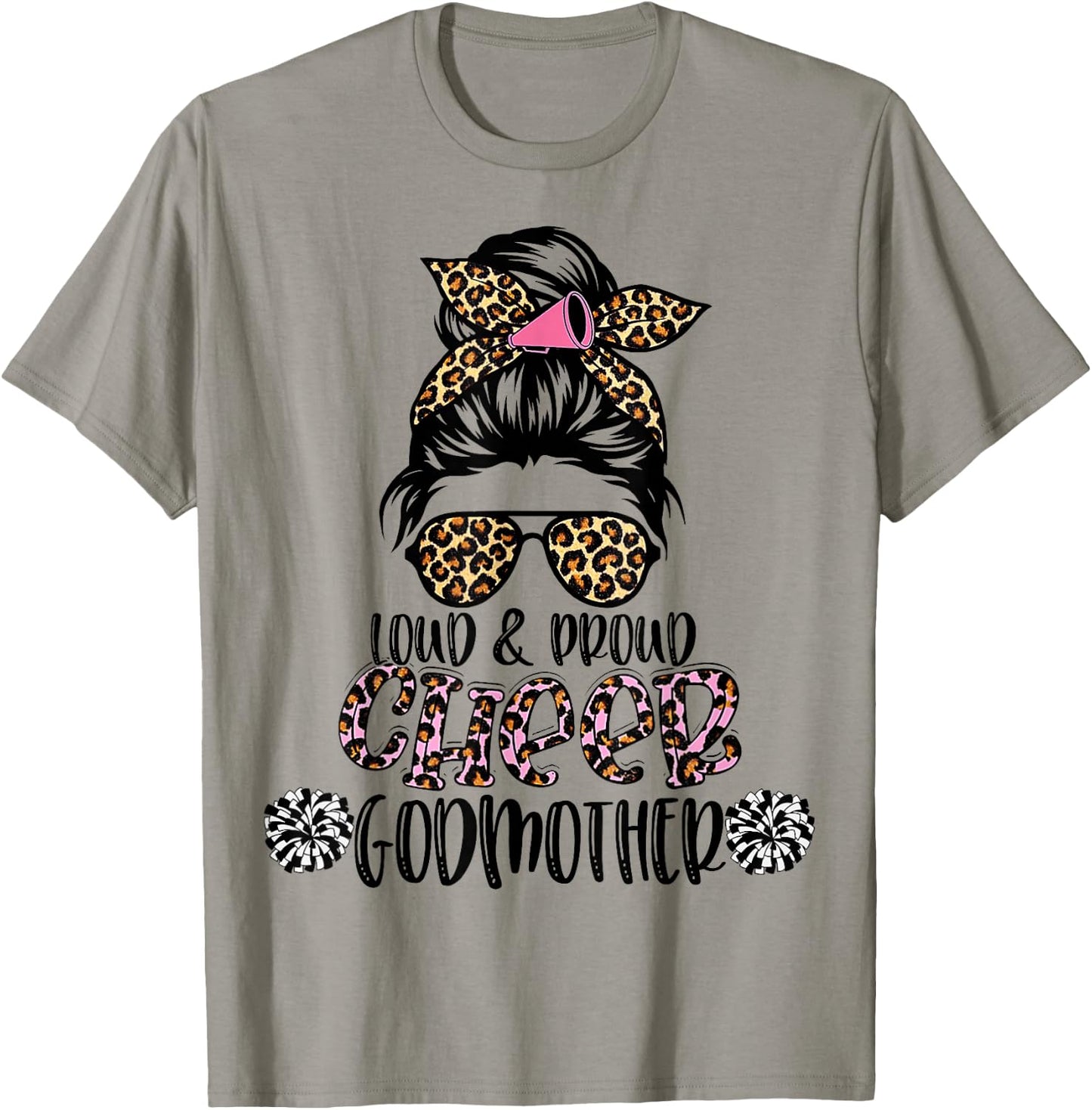 Loud And Proud Cheer Godmother Leopard Mother's Day T-Shirt - T-Shirt | Sand