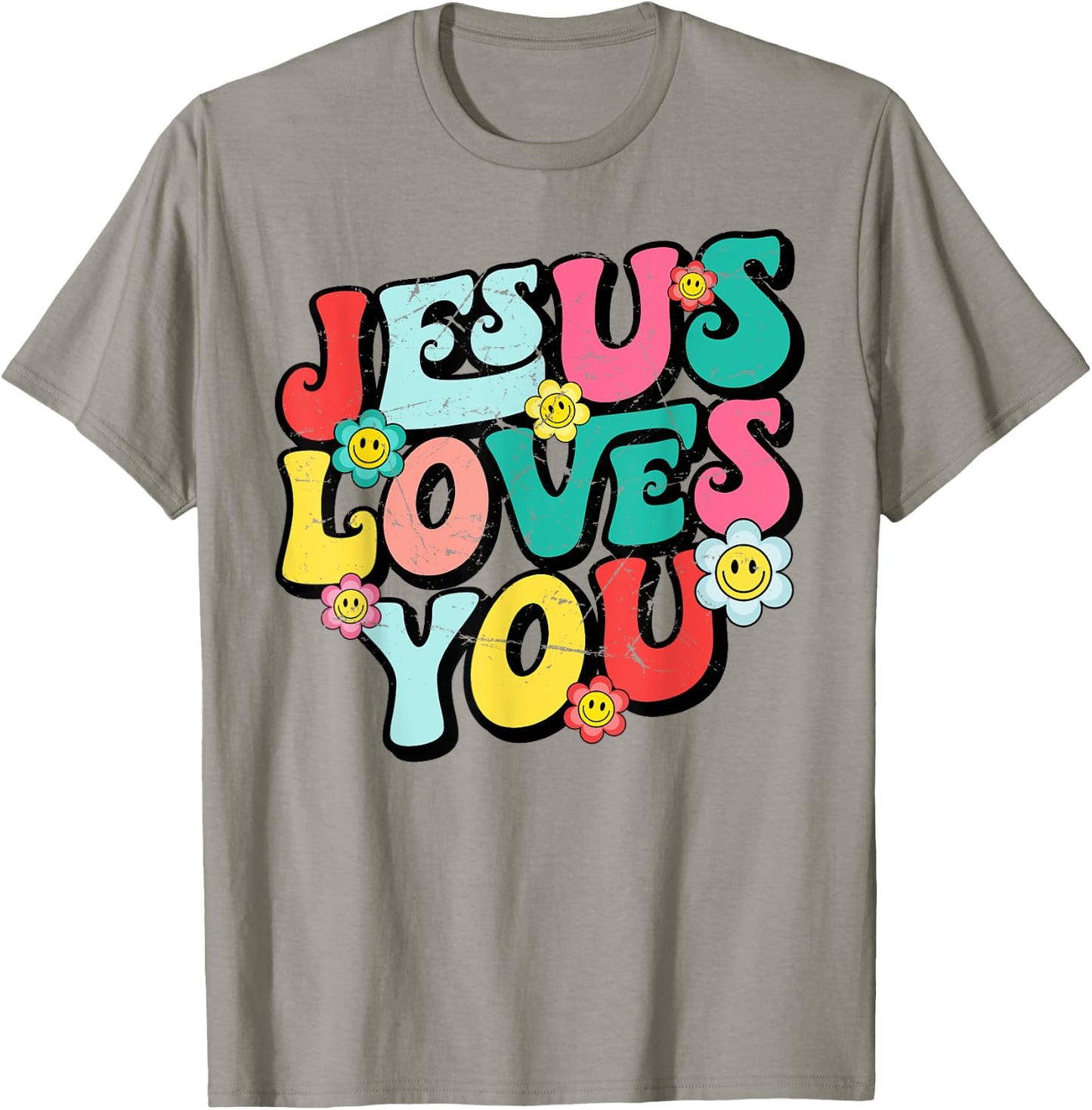 Jesus Loves You Retro Vintage Groovy Style Men T-Shirt - T-Shirt | Sand