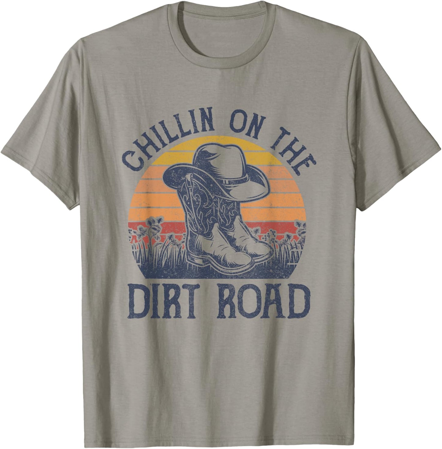 Chillin On The Dirt Road Cowboy Hat Western Country Music T-Shirt - T-Shirt | Sand
