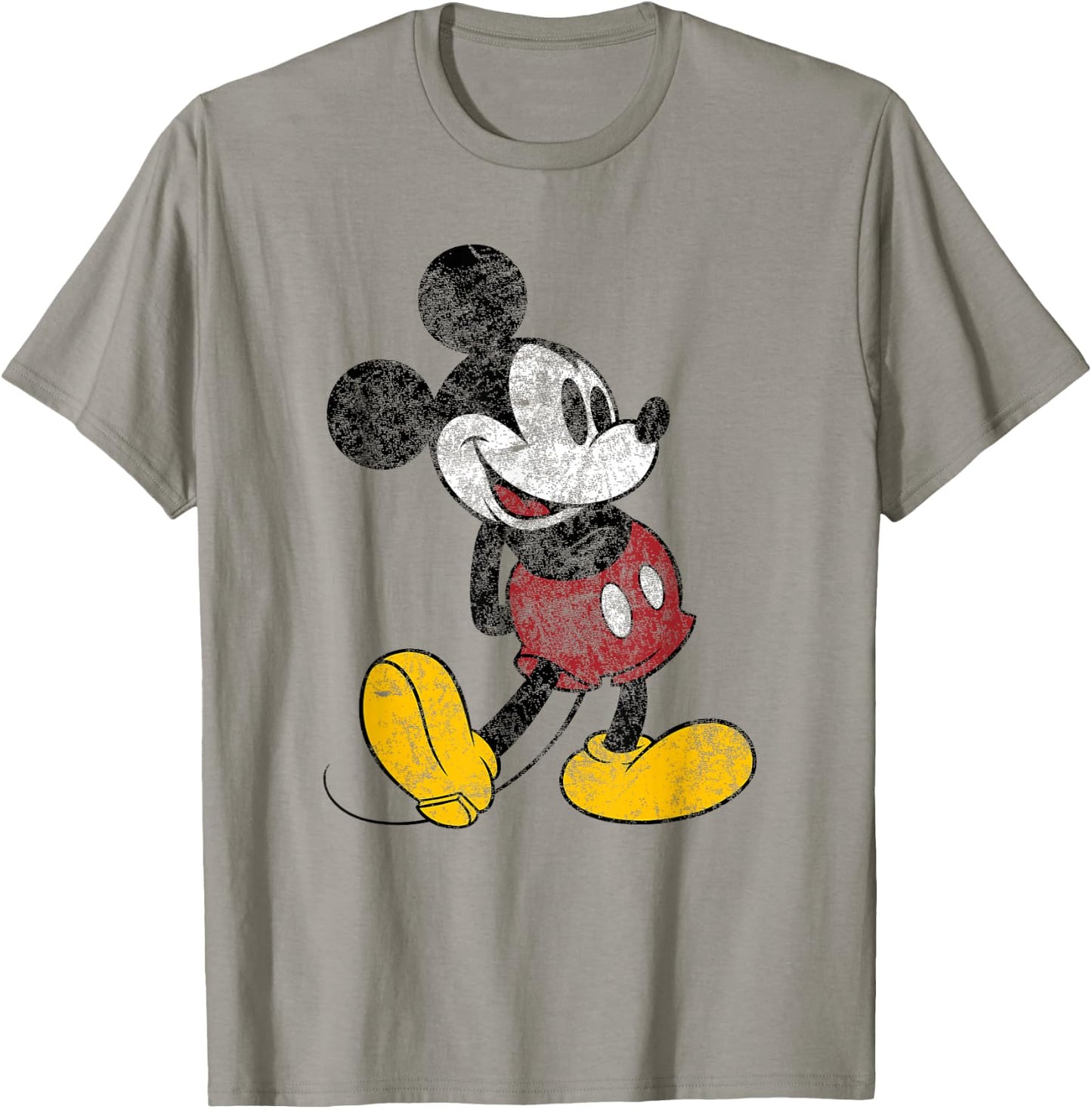 Disney Mickey Mouse Classic Standing Pose Distressed T-Shirt - T-Shirt | Sand
