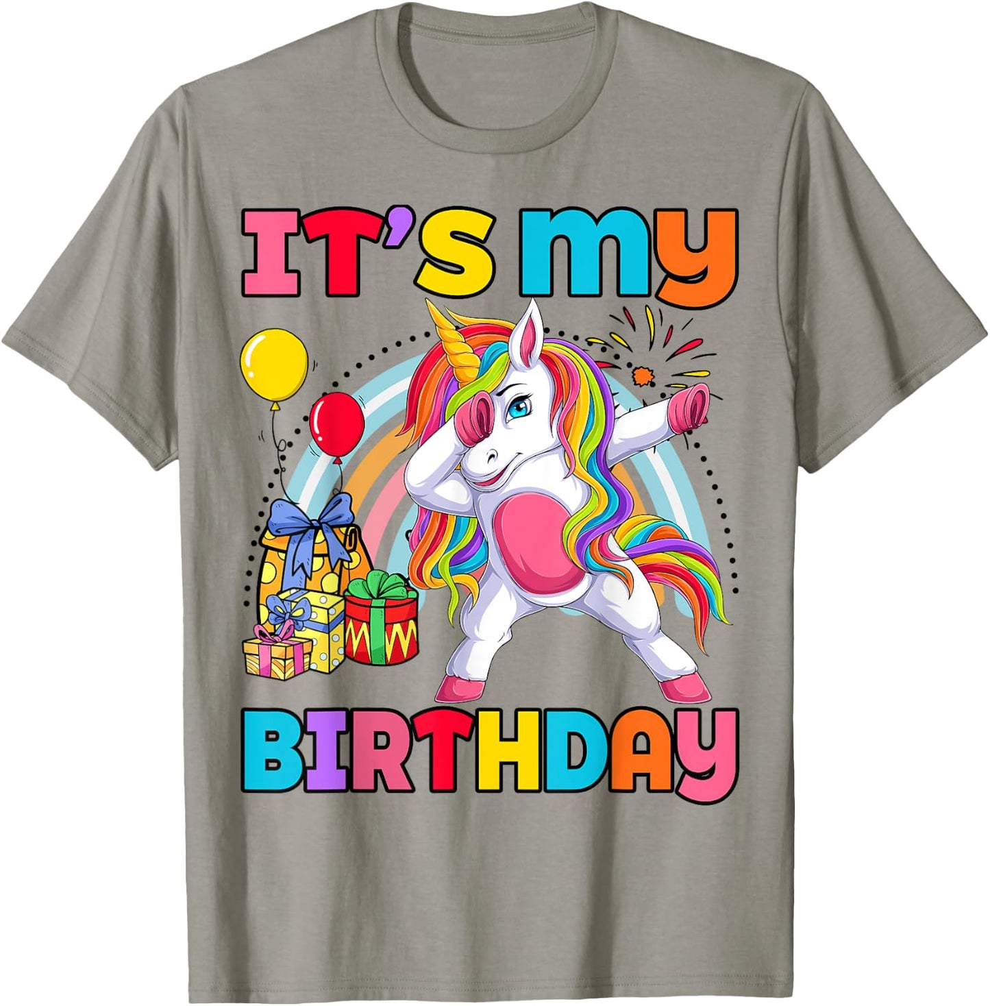 Kids It's My Birthday Dabbing Unicorn Rainbow Girl Toddler T-Shirt - T-Shirt | Sand