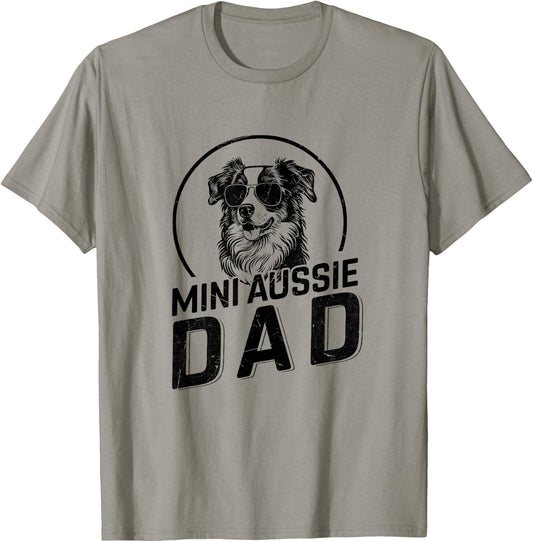 Mini Aussie Dad Dog Owner Gifts Funny Dad Christmas T-Shirt - T-Shirt | Sand