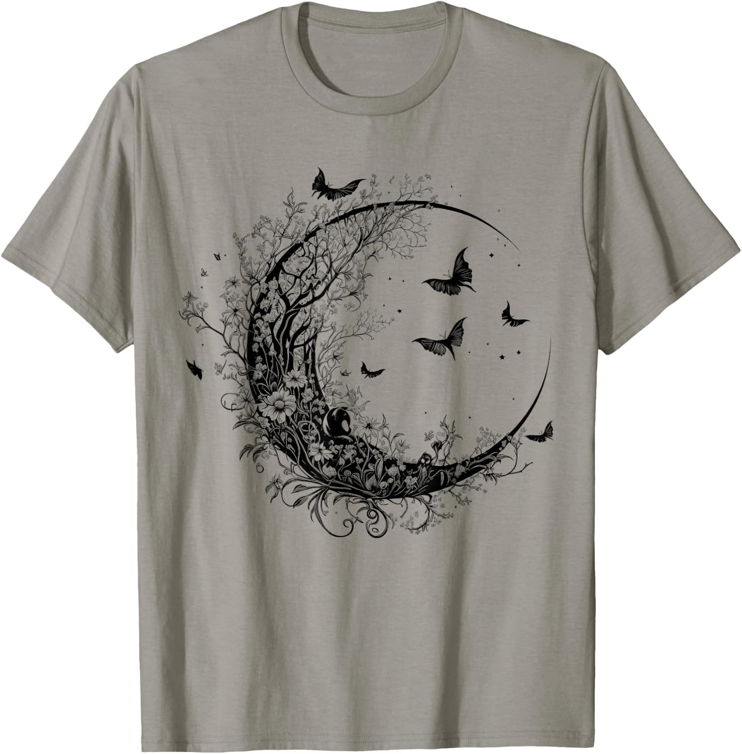 Cute Fairycore Floral Moon Aesthetic Girls Women Graphic T-Shirt - T-Shirt | Sand