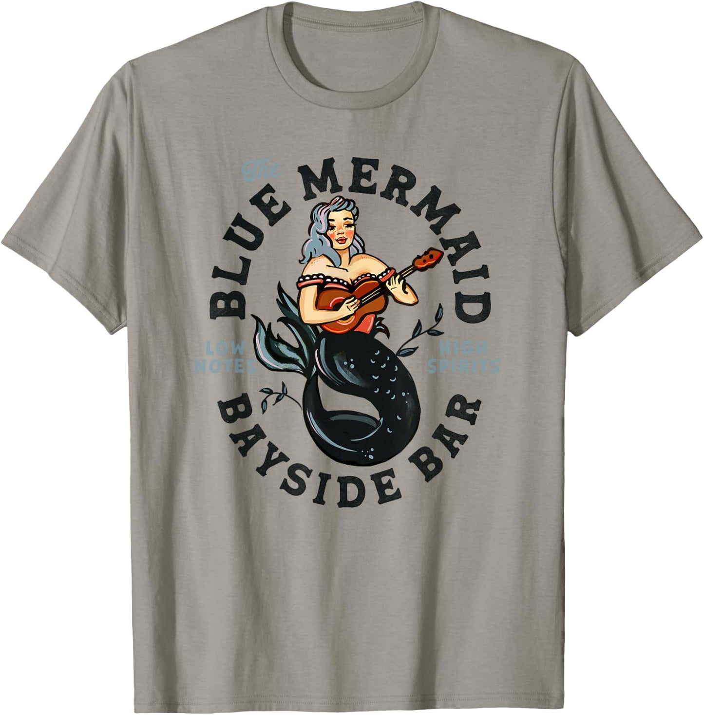 Sailor Mermaid Tattoo Guitar Playing Dive Bar Music Pinup T-Shirt - T-Shirt | Sand