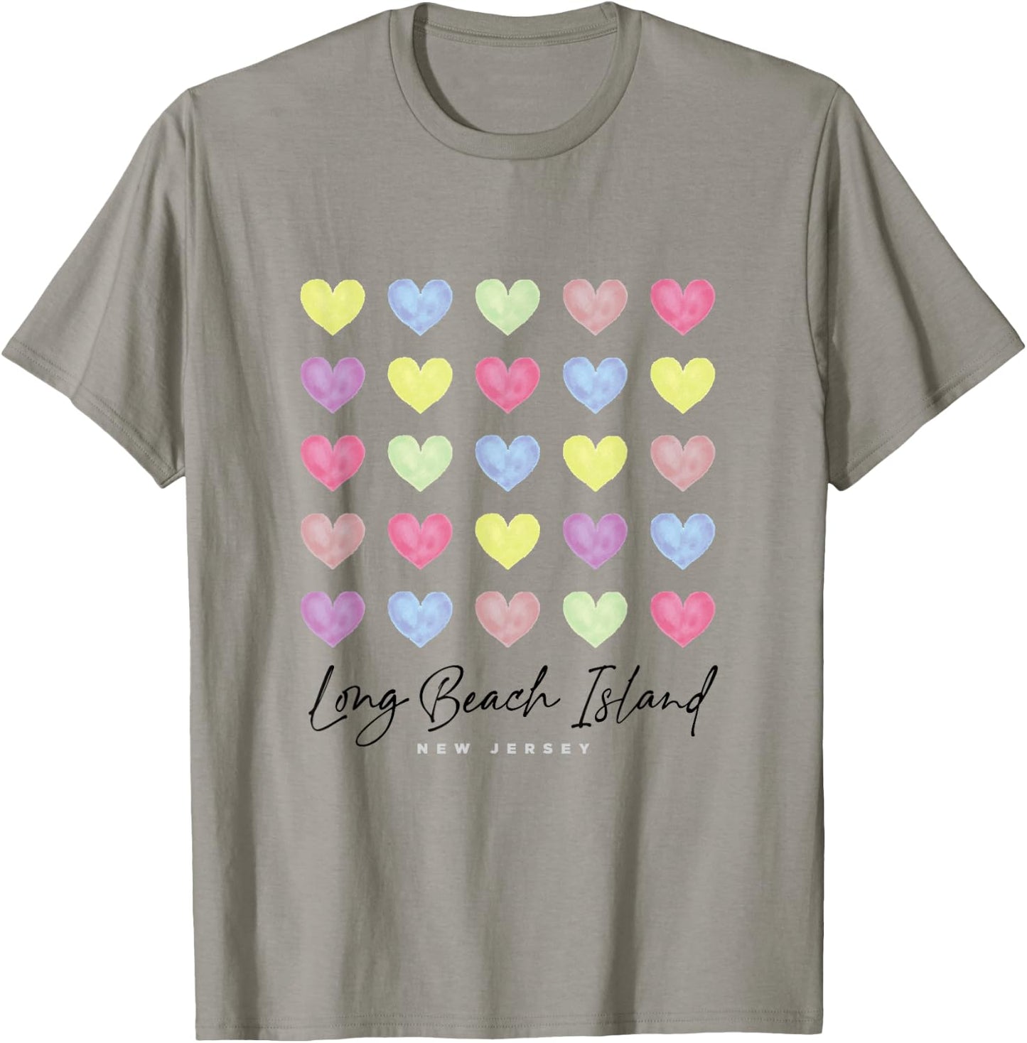 Long Beach Island LBI New Jersey NJ Hearts Graphic T-Shirt - T-Shirt | Sand