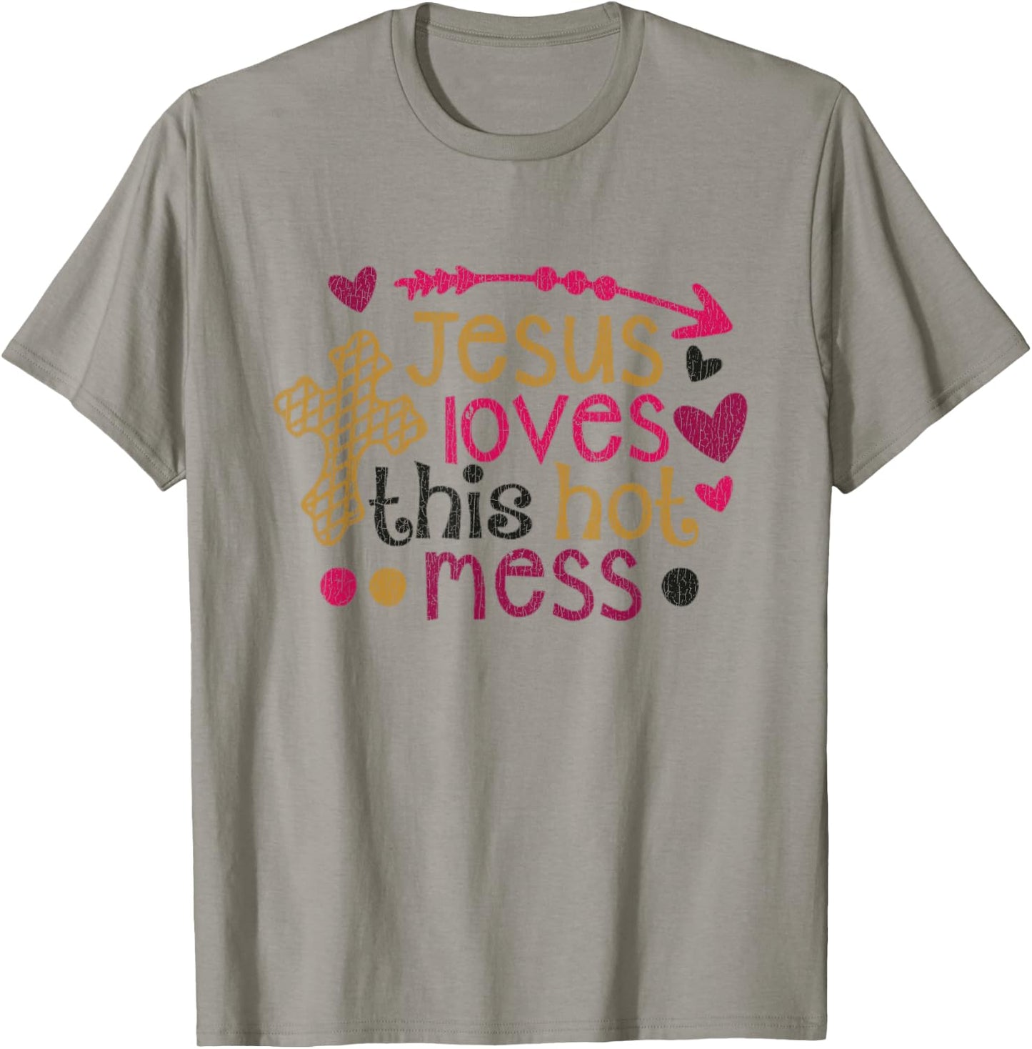 Vintage Jesus Loves This Hot Mess T-Shirt - T-Shirt | Sand