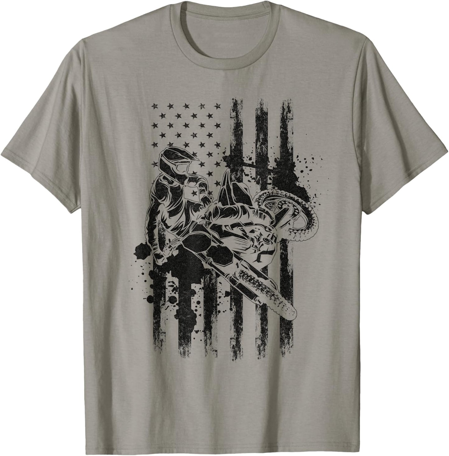 Motorcycle Freestyle Motocross American Flag Supercross T-Shirt - T-Shirt | Sand