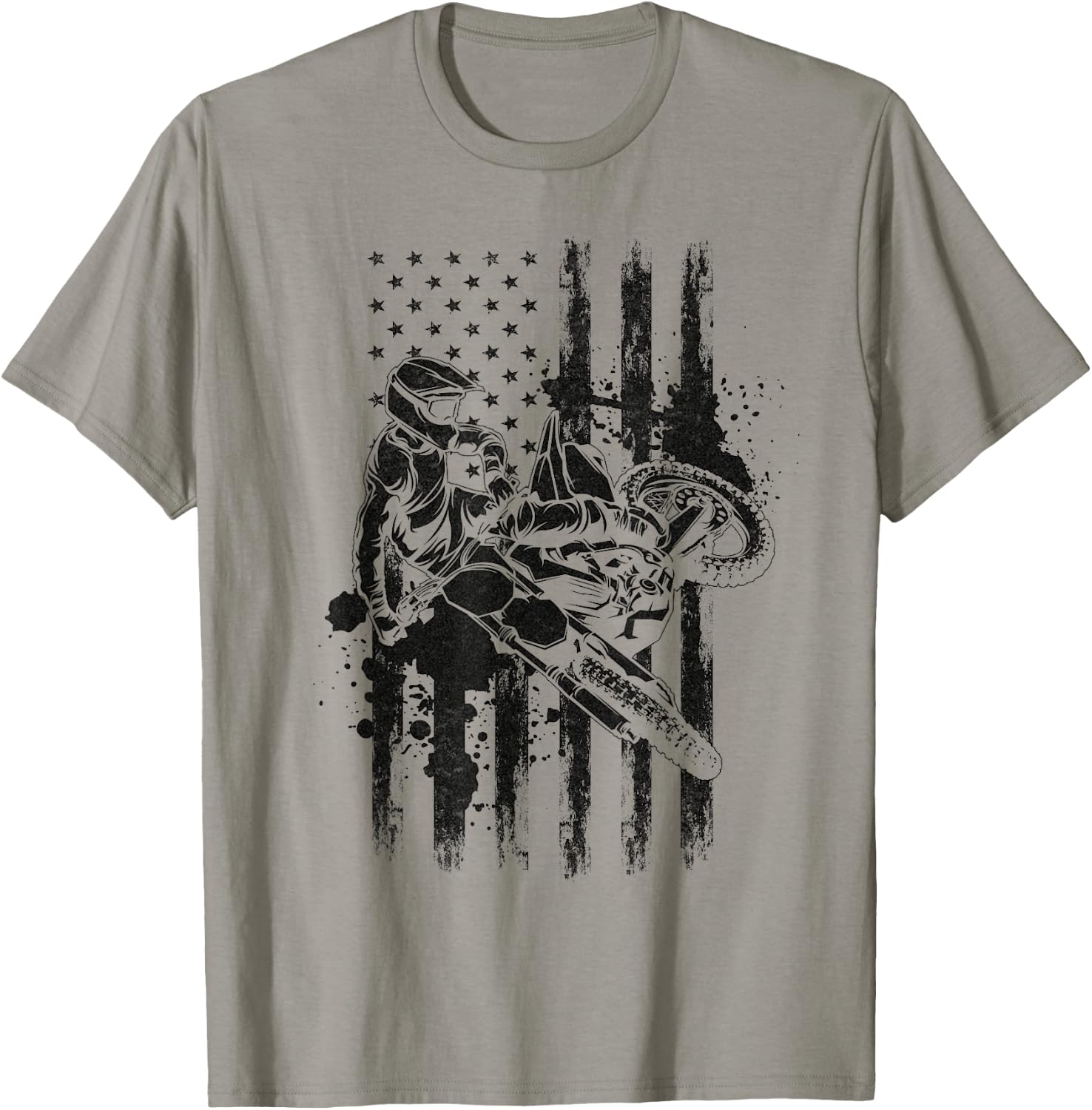 Motorcycle Freestyle Motocross American Flag Supercross T-Shirt - T-Shirt | Sand