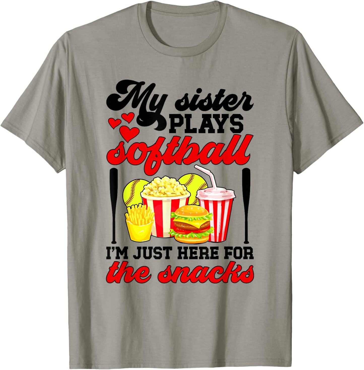 My Sister Plays Softball Sister Of A Softball Player Sister T-Shirt - T-Shirt | Sand