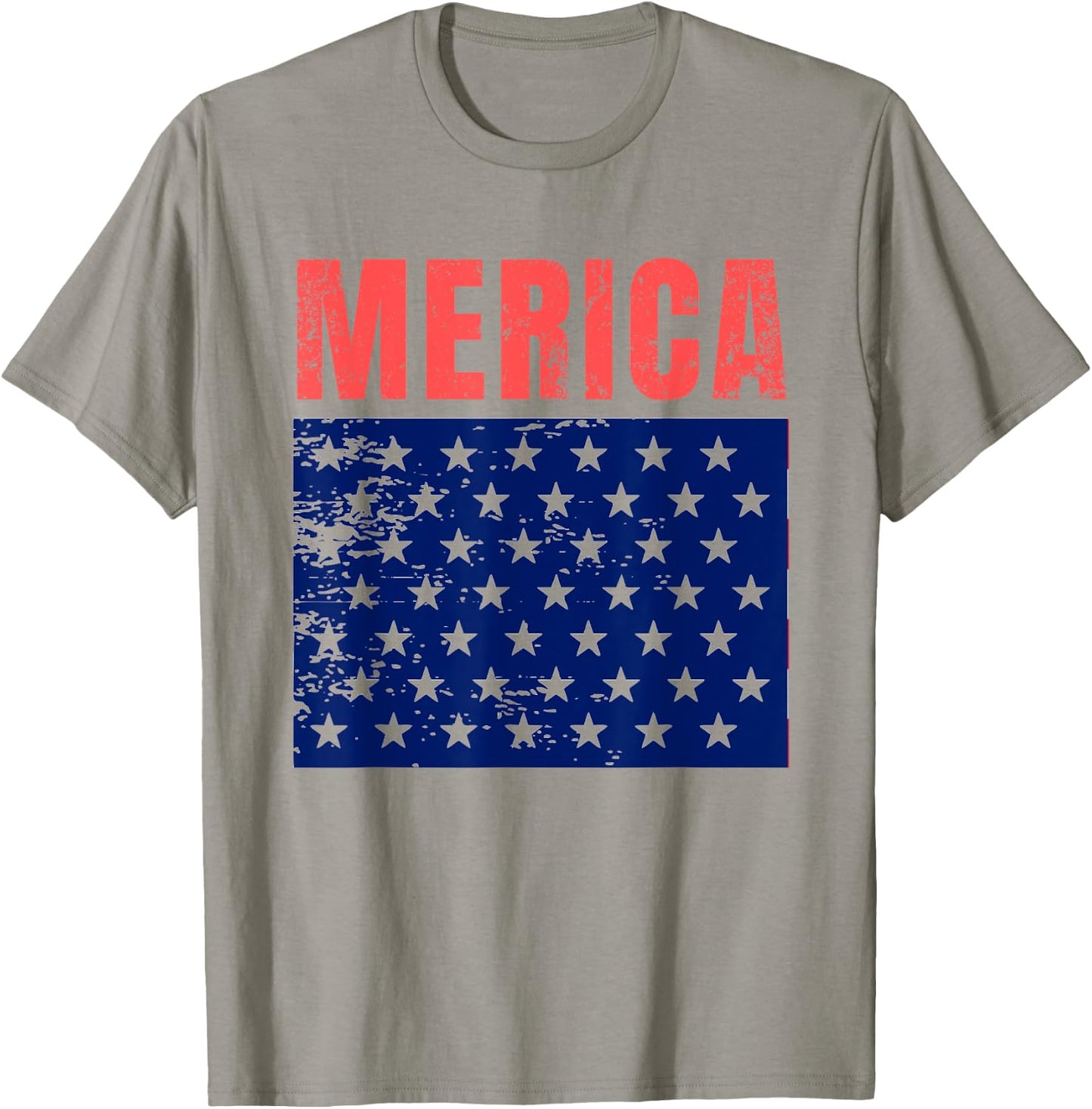 Merica Red Blue Distressed Stars Flag Patriotic American Women Men T-Shirt - T-Shirt | Sand