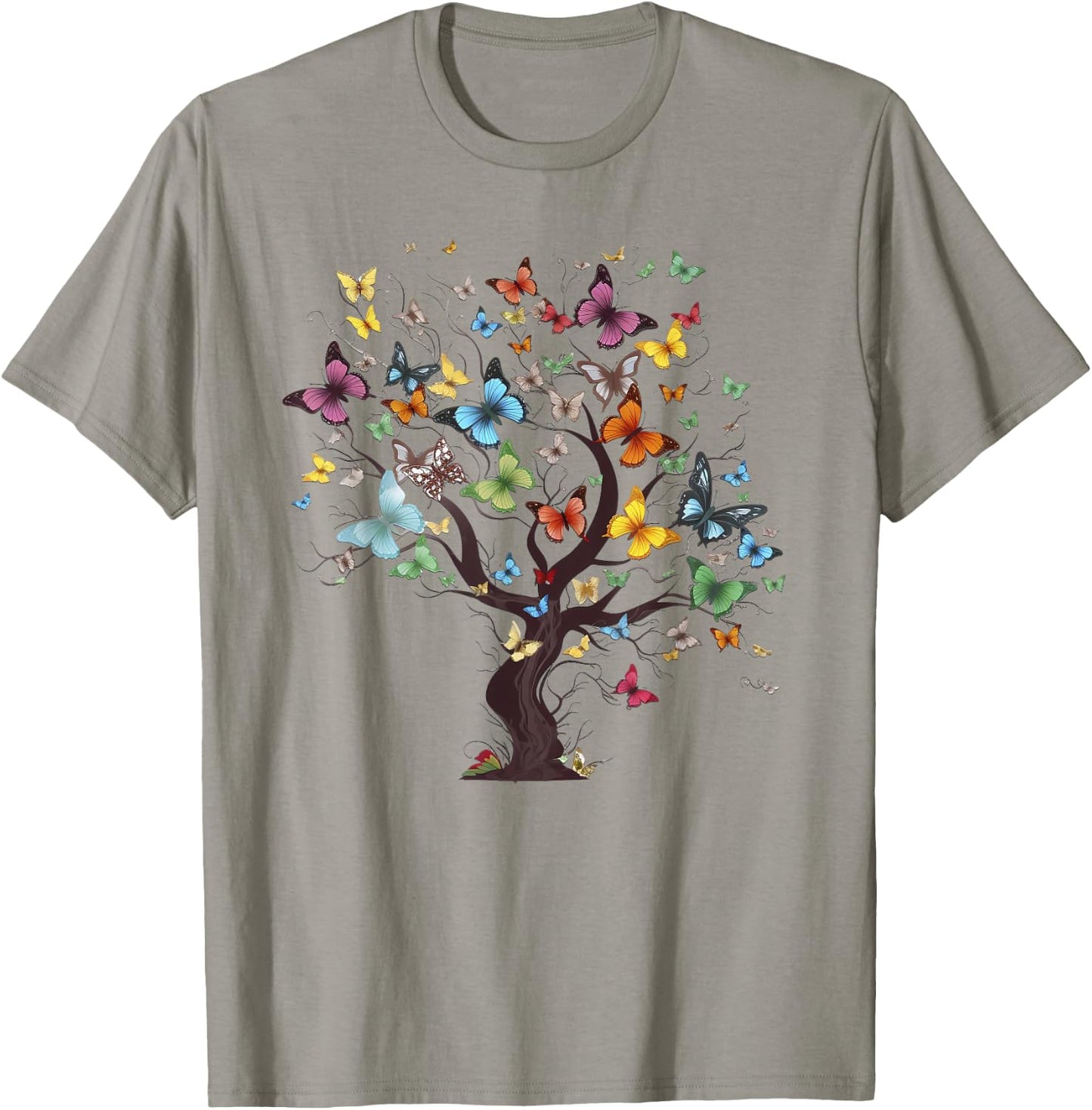 Beautiful Colorful Butterfly Tree T-Shirt - T-Shirt | Sand
